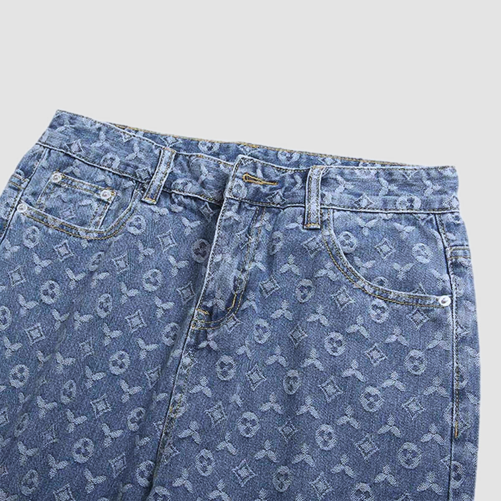 Jacquard Baggy Denim Jeans