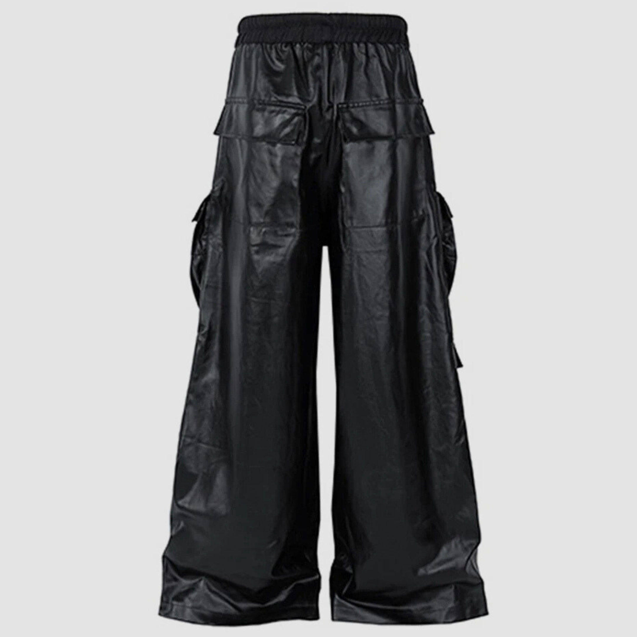 Leather Multi Pocket Flared Pants